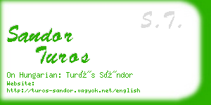 sandor turos business card